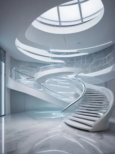 futuristic art museum,winding staircase,circular staircase,spiral staircase,spaceship interior,futuristic architecture,staircase,winding steps,staircases,spiral stairs,stairways,stairwell,ufo interior,outside staircase,stairs,spiralling,winners stairs,stairwells,water stairs,sky space concept,Illustration,Black and White,Black and White 12