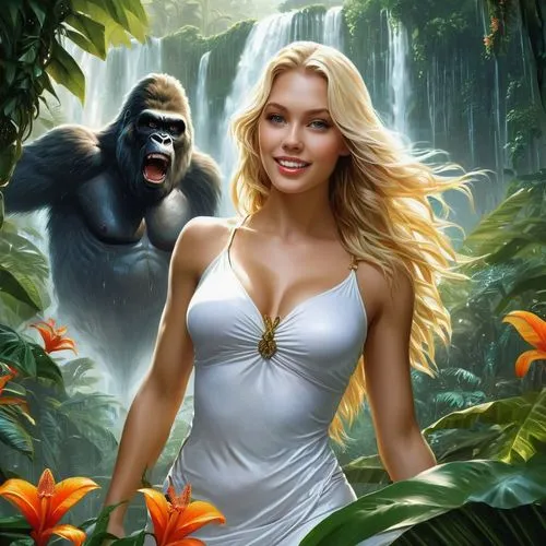 gigantopithecus,primatologist,gorilla,primatology,gorillas,shabani,garden of eden,tarzan,vorderman,adam and eve,hominoid,prosimian,ape,konga,haramirez,singes,rilla,tropical animals,utan,exotic animals,Conceptual Art,Fantasy,Fantasy 12