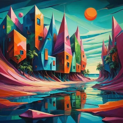 3d fantasy,kaleidoscape,colorful city,futuristic landscape,world digital painting,dubbeldam,Conceptual Art,Fantasy,Fantasy 21