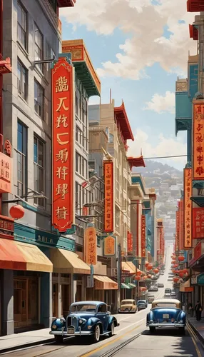 chinatown,china town,san francisco,hollywood,sanfrancisco,street canyon,darjeeling,austin cambridge,moc chau hill,shanghai,world digital painting,palo alto,art deco,vintage asian,dim sum,dalian,1955 montclair,kowloon,chinese background,los angeles,Illustration,Vector,Vector 18