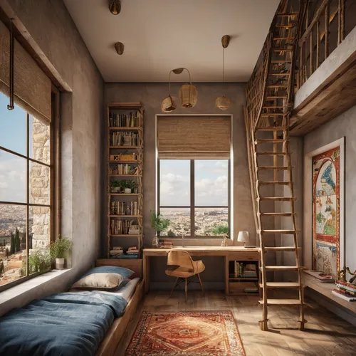 penthouse apartment,sky apartment,loft,an apartment,apartment,shared apartment,modern room,paris balcony,livingroom,apartment lounge,block balcony,living room,bookshelves,wooden windows,great room,bedroom window,modern decor,apartment house,attic,interior design,Photography,General,Natural