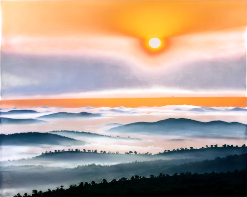 sea of fog,mountain sunrise,sea of clouds,foggy landscape,atmosphere sunrise sunrise,wave of fog,fog banks,morning illusion,blue ridge mountains,foggy mountain,above the clouds,world digital painting,mists over prismatic,dreamscape,dawn,landscape background,morning mist,dreamscapes,inversion,sunrise,Conceptual Art,Fantasy,Fantasy 15