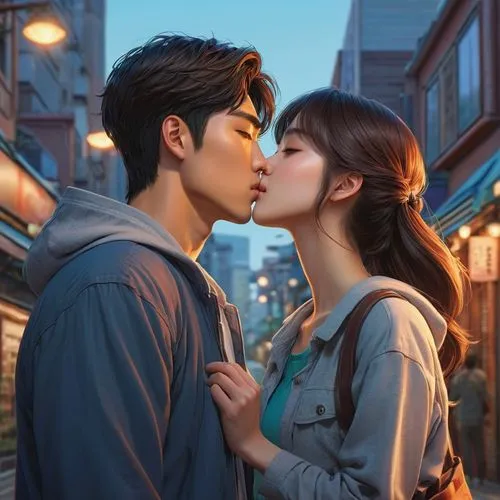 kdrama,korean drama,boy kisses girl,first kiss,kimjongilia,kissing,girl kiss,smooch,guk,cheek kissing,kiss,romantic scene,choi kwang-do,couple goal,pda,busan night scene,songpyeon,muah,boy and girl,vintage boy and girl,Illustration,Realistic Fantasy,Realistic Fantasy 27