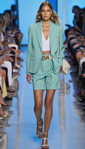 turquoise leather,menswear for women,runway,runways,catwalk,woman in menswear,bermuda shorts,color turquoise,aa,turquoise wool,woman walking,trend color,women fashion,turquoise,plus-size model,fashion,men's suit,fashion design,valentino,fashion designer,Conceptual Art,Fantasy,Fantasy 07