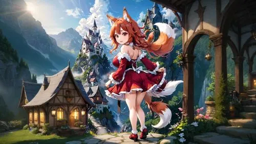 garden-fox tail,tera,orihime,fairy tale character,kokia,fantasy picture