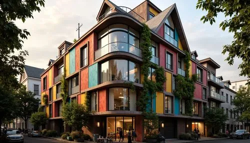 colorful facade,rowhouse,rowhouses,mansard,mvrdv,townhouse,townhouses,haussman,paris shops,french building,samaritaine,cubic house,herrengasse,row houses,haussmann,ixelles,europan,maisonette,architektur,apartment building