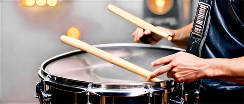 Drumroll, music instrument, metal drum, wooden drumstick, shiny surface, metallic reflections, dynamic pose, energetic motion, close-up shot, shallow depth of field, high-contrast lighting, warm color