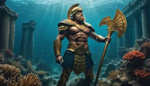 god of the sea,sea god,poseidon,aquaman,poseidon god face,merfolk,coral guardian,merman,mergus,sea man,triton,underwater background,fantasy art,fantasy picture,aquanaut,atlantis,perseus,el mar,male elf,world digital painting,Photography,Documentary Photography,Documentary Photography 27