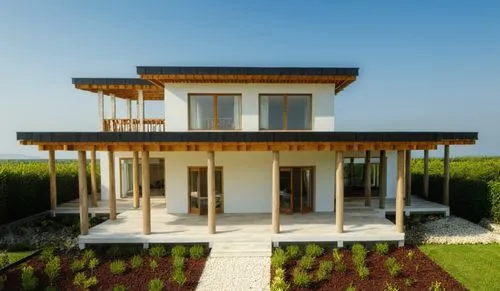 grass roof,passivhaus,garden elevation,pergola,homebuilding,frame house,Photography,General,Realistic