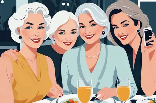 ladies group,reunidas,retro 1950's clip art,meninas,housewives,women at cafe,Illustration,Vector,Vector 01