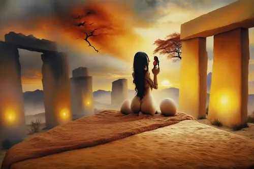 fantasy picture,asherah,inanna,neolithic,ennead,world digital painting,landscape background,fantasy landscape,mythologie,nephthys,art deco background,ancients,fantasy art,arabic background,3d background,cartoon video game background,skyclad,background design,megaliths,megalithic,Illustration,Paper based,Paper Based 09