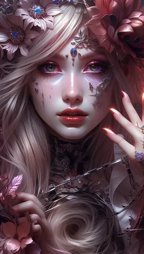 faery,faerie,fantasy portrait,mystical portrait of a girl,fairy queen,flower fairy,fantasy art,masquerade,fallen petals,elven flower,lilac blossom,dryad,wild roses,girl in flowers,eglantine,rosa 'the fairy,the enchantress,wild rose,fantasy picture,3d fantasy