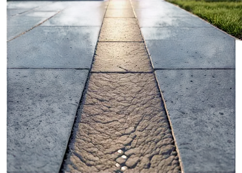 Paving, urban road, grey concrete slabs, straight edges, slightly worn out, morning dew, soft sunlight, low-angle shot, 3/4 composition, shallow depth of field, realistic texture, detailed cracks.,pav