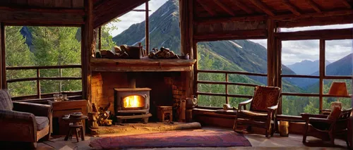 the cabin in the mountains,fire place,wood stove,fireplaces,fireplace,mountain hut,house in the mountains,warm and cozy,house in mountains,log fire,log home,wood-burning stove,chalet,log cabin,fireside,mountain huts,alpine hut,alpine style,cabin,lodge,Art,Artistic Painting,Artistic Painting 38