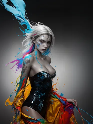 neon body painting,fantasy art,world digital painting,blue enchantress,painter doll,fantasy portrait,bodypainting,digital painting,tiber riven,artist color,body painting,digital art,elven flower,elsa,hand digital painting,color feathers,3d fantasy,dark elf,fantasy woman,sorceress