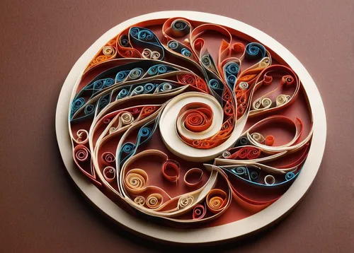 decorative plate,wooden plate,wall plate,decorative art,glass painting,wood art,swirls,wood carving,stoneware,coral swirl,chambered nautilus,trivet,carved wood,kinetic art,heart swirls,whirlpool pattern,enamelled,clay tile,salad plate,paper art,Unique,Paper Cuts,Paper Cuts 09