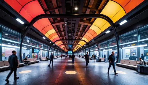 colored lights,colorful light,vivid sydney,britomart,skytrains,sky train,train station passage,termini,hollywood metro station,friedrichstrasse,illuminated advertising,metro station,pedestrian lights,intense colours,skytrain,colorful city,south korea subway,technicolour,concourse,trainshed