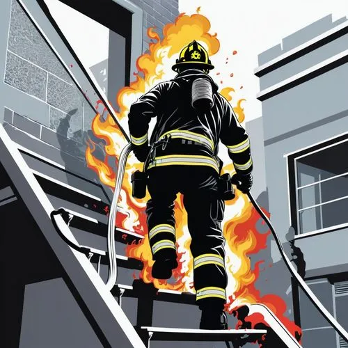 fireforce,fire ladder,backdraft,firefighter,firefighting,fire fighting,Illustration,Vector,Vector 19