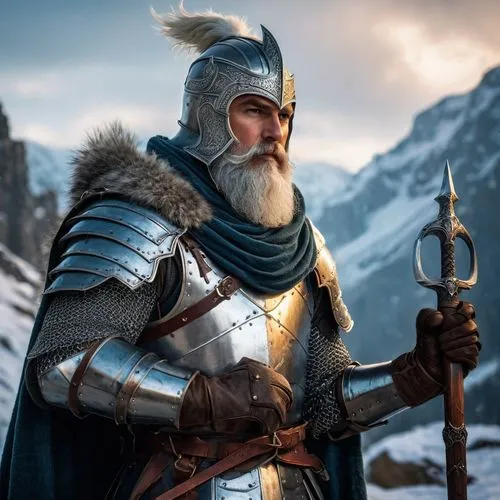 Snowey peaks in the back ground,a man in a medieval costume standing in the snow holding an object,farkas,tugrul,ertugrul,geralt,kuchak,ullr,Photography,General,Fantasy