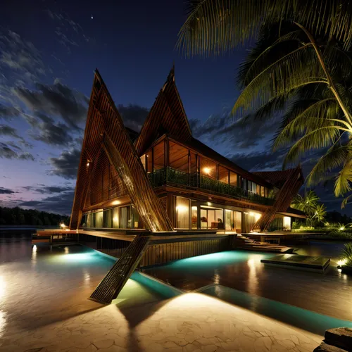 holiday villa,over water bungalow,tropical house,over water bungalows,floating huts,moorea,chalet,3d rendering,eco hotel,house by the water,stilt house,beach resort,pool house,fiji,dunes house,wooden house,french polynesia,luxury property,maldives,bora bora