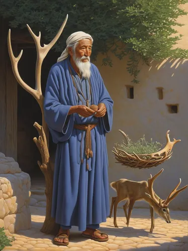 biblical narrative characters,east-european shepherd,the good shepherd,the manger,middle eastern monk,santa claus with reindeer,bedouin,argan tree,shepherd,abraham,shofar,moses,the abbot of olib,the third sunday of advent,christmas manger,peddler,anglo-nubian goat,saint nicolas,old testament,samaritan,Conceptual Art,Daily,Daily 27