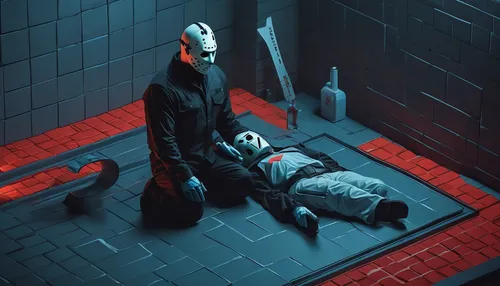 jigsaw,the morgue,drain,rest room,isometric,sci fiction illustration,patients,prisoner,dentist,quarantine,kennel,treatment room,self-quarantine,containment,interrogation,cold room,captivity,crime scene,afterlife,patient,Unique,3D,Isometric