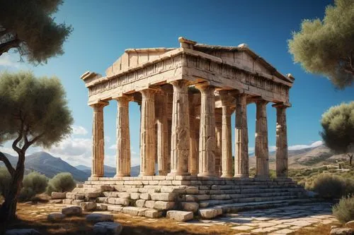 greek temple,roman temple,temple of diana,erechtheus,erechtheion,temple of hercules,artemis temple,delphi,metapontum,caesonia,acropolis,panagora,messene,laodicea,stylites,ephesus,palmyra,celsus,nemea,capitolium,Illustration,Paper based,Paper Based 04