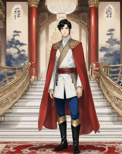 imperial coat,shuanghuan noble,emperor,napoleon bonaparte,hanbok,imperial period regarding,martial arts uniform,wild emperor,military uniform,anime japanese clothing,the ruler,kingdom,military officer,red tunic,mulan,prince of wales,king sword,imperial eagle,hall of supreme harmony,imperial crown,Illustration,Paper based,Paper Based 30