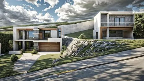 modern house,dunes house,3d rendering,modern architecture,cubic house,landscape design sydney,residential house,house in the mountains,cube house,house in mountains,render,luxury home,house shape,beautiful home,contemporary,eco-construction,smart house,house,mid century house,modern style