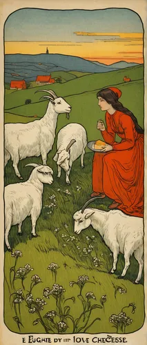 east-european shepherd,kate greenaway,ruminants,oxen,hare coursing,livestock farming,domestic goats,shepherd romance,counting sheep,shepherds,the good shepherd,ruminant,cow herd,lapponian herder,the sheep,livestock,milk cows,cow-goat family,sheep-dog,lambs,Illustration,Retro,Retro 11