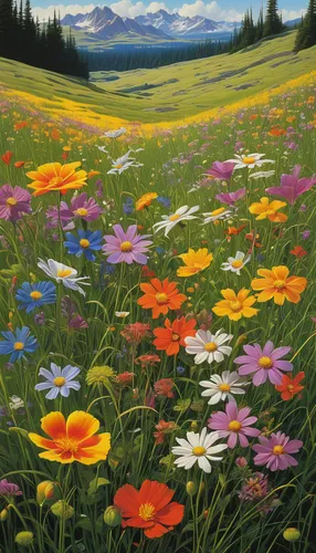 alpine meadow,flower meadow,meadow in pastel,meadow landscape,mountain meadow,field of flowers,blanket of flowers,summer meadow,flower field,flowers field,meadow flowers,flowering meadow,spring meadow,wildflowers,alpine meadows,blanket flowers,salt meadow landscape,flower painting,the valley of flowers,blooming field,Conceptual Art,Sci-Fi,Sci-Fi 21