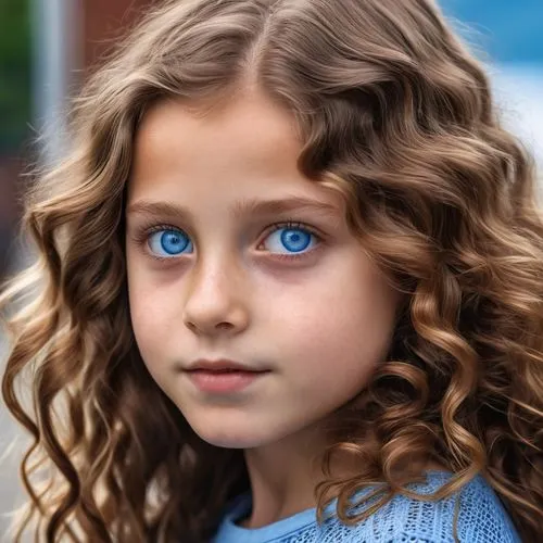 young girl,blue eyes,curlyhair,Photography,General,Realistic