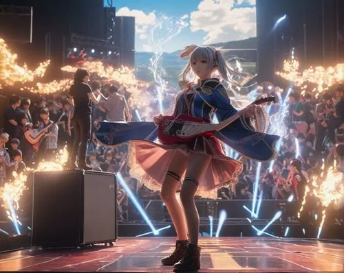 concert guitar,fantasia,orchestra,concert dance,violinist violinist,concert,guitar,musical background,music fantasy,live concert,performing,music background,idol,concert stage,cg artwork,orchestral,fire angel,violinist violinist of the moon,sakura,dancing flames,Photography,General,Natural