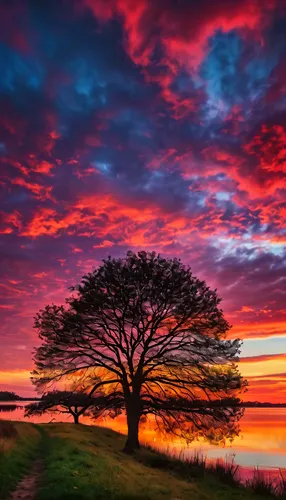 colorful tree of life,splendid colors,red sky,incredible sunset over the lake,lone tree,red tree,pink dawn,atmosphere sunrise sunrise,landscapes beautiful,beautiful landscape,nature wallpaper,landscape red,epic sky,daybreak,intense colours,isolated tree,landscape photography,beautiful colors,colorful light,nature landscape,Photography,General,Natural