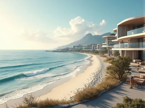 fresnaye,amanresorts,oceanfront,beachfront,seaside view,dream beach,riviera,beach resort,lefay,oceanview,renderings,calpe,luxury property,seaside resort,uluwatu,3d rendering,shorefront,ocean view,the hotel beach,beach house,Photography,General,Realistic