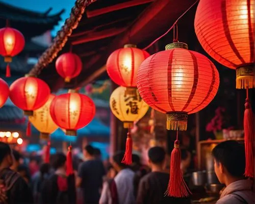 lanterns,japanese paper lanterns,mid-autumn festival,oriental lantern,chinatowns,illuminated lantern,red lantern,street lantern,qibao,hanging lantern,japanese lantern,qingcheng,wuzhen,lantern string,shuozhou,chaozhou,hutong,pingyao,jinbao,soochow,Illustration,Realistic Fantasy,Realistic Fantasy 45