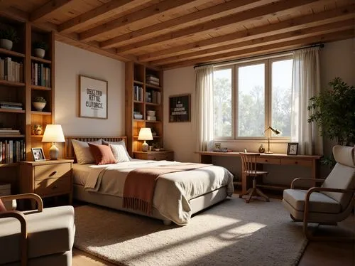 loft,chambre,attic,danish room,modern room,bedroom,great room,wooden beams,livingroom,morning light,roominess,home interior,soffa,wooden windows,appartement,render,attics,sleeping room,rustic aesthetic,kamer