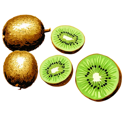 PNG without background. Watercolour illustration of a cut kiwi.,kiwi halves,kiwi fruit,kiwifruit,kiwis,hardy kiwi,kiwi,green kiwi,kiwi plantation,kiwi lemons,kiwi coctail,muskmelon,feijoa,aegle marmel