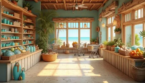 sunroom,watercolor tea shop,kitchen shop,pantry,indoor,flower shop,kitchen,breakfast room,kitchen interior,watercolor cafe,tropical house,summer cottage,the kitchen,apothecary,study room,cabana,nursery,aqua studio,houseplants,indoors,Photography,General,Realistic