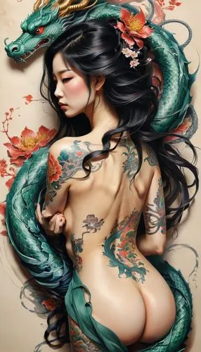 japanese art,hoshihananomia,oriental girl,oriental painting,bodypaint,body painting,Photography,Documentary Photography,Documentary Photography 08