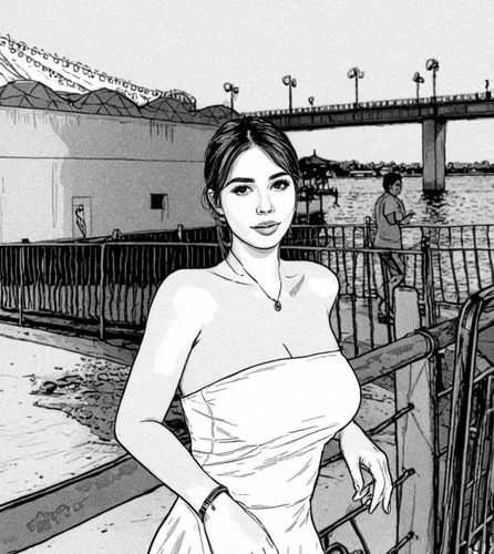 comic halftone woman,rotoscoped,rotoscope,comic style,the girl at the station,comic halftone,rotoscoping,chhath,pixton,sketchup,girl on the river,mono-line line art,sealdah,city ​​portrait,woman walki