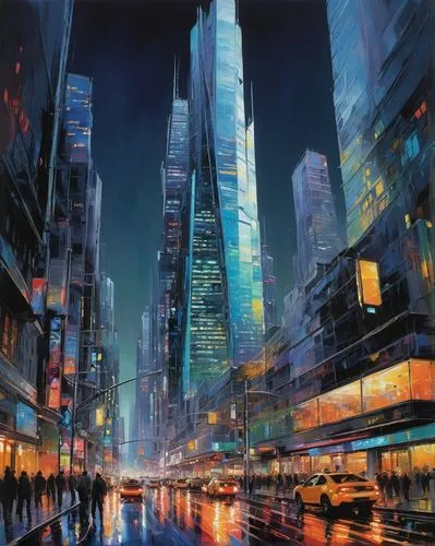 cybercity,cityscape,kinkade,metropolis,world digital painting,skyscrapers,guangzhou,city at night,cityzen,cityscapes,coruscant,shanghai,megacities,urbanworld,shangai,city scape,cybertown,futuristic landscape,shinjuku,hypermodern,Conceptual Art,Oil color,Oil Color 10