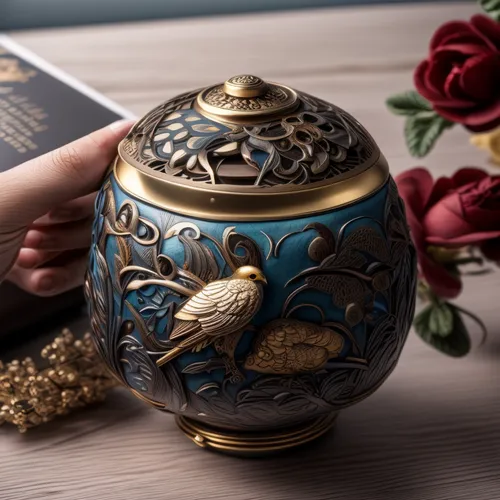 fragrance teapot,flowering tea,chrysanthemum tea,tea box,tea tin,russian folk style,flower tea,chamber pot,magical pot,jasmine tea,music box,book antique,vintage teapot,constellation pyxis,urn,golden pot,funeral urns,cookie jar,home fragrance,tea jar