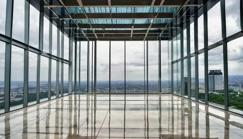 Architecture, modern skyscraper, sleek lines, reflective glass, steel beams, grand atrium, marble floors, minimalist interior, open-plan office space, cityscape background, urban jungle, cloudy sky, d