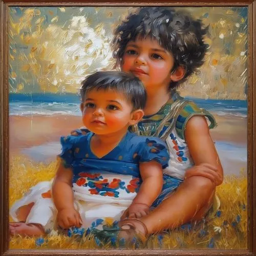 

,oil painting,child portrait,oil painting on canvas,children,young couple,little boy and girl,childs,child's frame,capricorn mother and child,little girl and mother,children girls,holy family,little