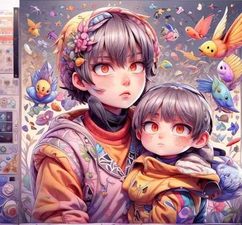 kawaii children,kids illustration,rainbow butterflies,winter festival,boy and girl,cold cherry blossoms,spring festival,children's background,easter festival,twin flowers,little boy and girl,cherry blossoms,sea of flowers,flower painting,butterflies,spring blossoms,girl and boy outdoor,the cherry blossoms,wreath of flowers,blossoms