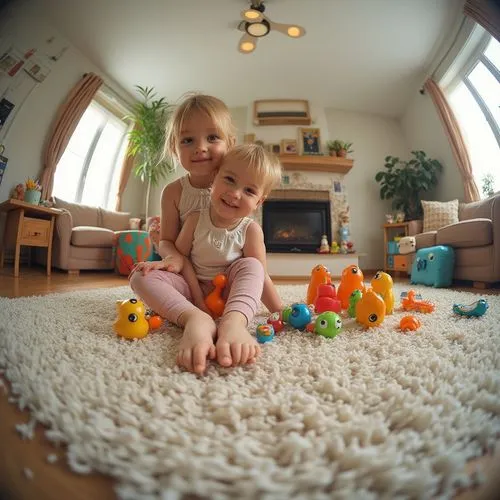 fisheye,nieces,little boy and girl,kiddos,carpet,baby blocks