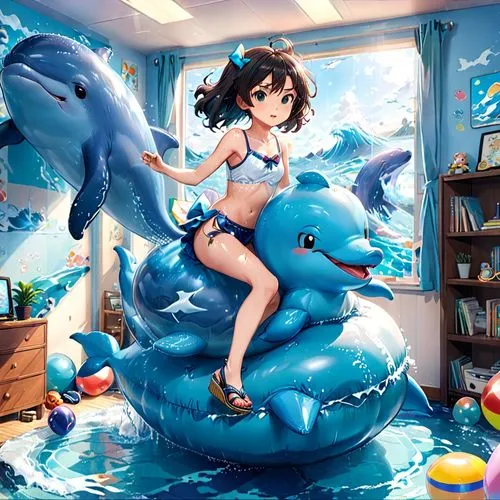 inflatable pool,hoenn,aqua studio,oceanica,dolphin rider,seaquarium,Anime,Anime,Realistic