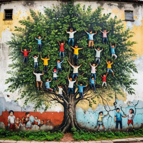 colorful tree of life,bodhi tree,tree of life,trumpet tree,family tree,jaggery tree,fruit tree,urban street art,muralism,urban art,street art,half lotus tree pose,wall painting,streetart,climbing wall,flourishing tree,celtic tree,grafite,graffiti art,painted tree,Conceptual Art,Graffiti Art,Graffiti Art 04