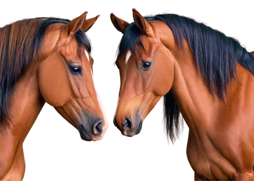 Two horses, friendly interaction, nuzzling each other, brown horse with white socks, black mane, gentle eyes, soft nose, tender lips, green pasture background, warm sunlight, shallow depth of field, 3